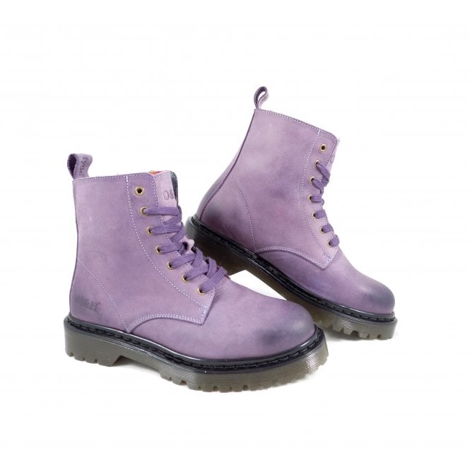 Oak & Hyde Womens Brixton 7 Leather Boots - Purple